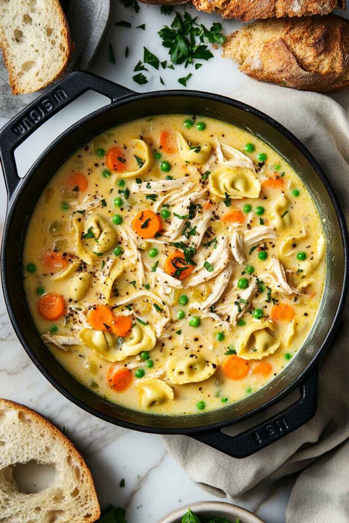 Ingredients for Creamy Chicken Tortellini Soup